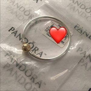 Pandora Sterling Silver w/ 14k Gold Clasp Bangle